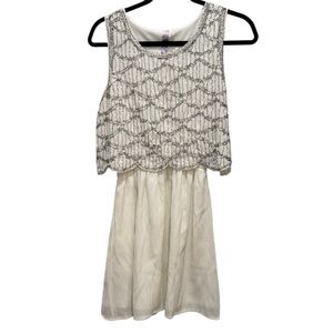 Alya women’s S sleeveless lined Mini dress ivory beaded top